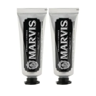Marvis Amarelli Licorice Toothpaste Duo Pack (Travel Size) 2x25ml/1.3oz - Fresh Bloom Skin - Premium Skincare Solutions for Nourished, Hydrated, and Radiant Skin Every Day