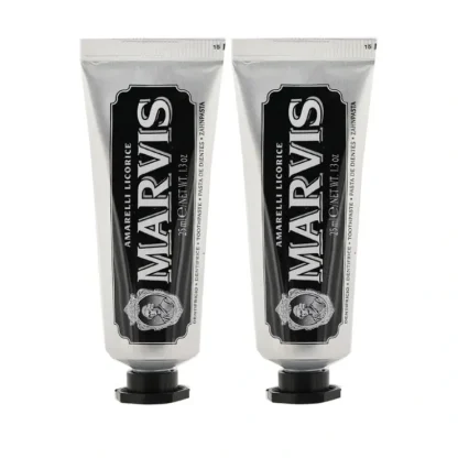 Marvis Amarelli Licorice Toothpaste Duo Pack (Travel Size) 2x25ml/1.3oz - Fresh Bloom Skin - Premium Skincare Solutions for Nourished, Hydrated, and Radiant Skin Every Day