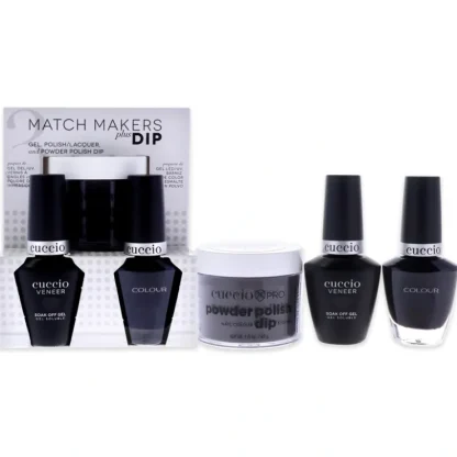 Match Makers Plus Dip - Romania After Dark by Cuccio Colour for Women - 3 Pc 1.6oz Pro Powder Polish Dip System, 0.44oz Veneer Soak Off Gel, 0.43oz Colour Nail Polish - Fresh Bloom Skin - Premium Skincare Solutions for Nourished, Hydrated, and Radiant Skin Every Day