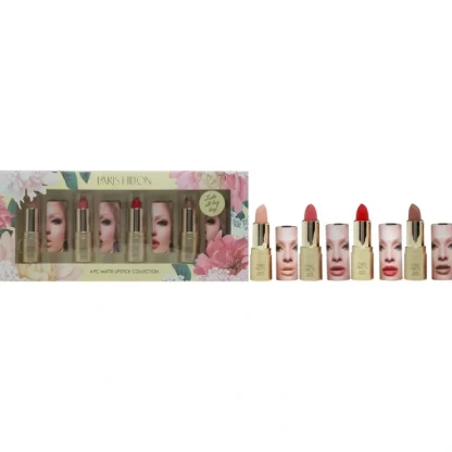 Matte Lipstick Collection by Paris Hilton Cosmetics for Women - 4 Pc 0.12oz Bombshell Matte Lipstick, 0.12oz Brave Matte Lipstick, 0.12oz First Love Matte Lipstick, 0.12oz Diva Matte Lipstick - Fresh Bloom Skin - Premium Skincare Solutions for Nourished, Hydrated, and Radiant Skin Every Day