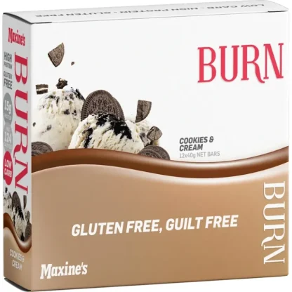 Maxine's Burn Bar Cookies & Cream 40gx12 - Fresh Bloom Skin - Premium Skincare Solutions for Nourished, Hydrated, and Radiant Skin Every Day