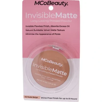 MCoBeauty Invisible Matte Long-Lasting Pressed Powder - 02 Nude Beige by MCoBeauty for Women - 0.51 oz Powder - Fresh Bloom Skin - Premium Skincare Solutions for Nourished, Hydrated, and Radiant Skin Every Day