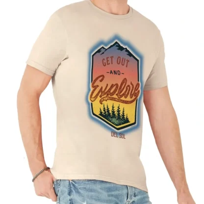 Men Crew Tee - Get Out And Explore - Beige by DelSol for Men - 1 Pc T-Shirt (2XL) - Fresh Bloom Skin - Premium Skincare Solutions for Nourished, Hydrated, and Radiant Skin Every Day