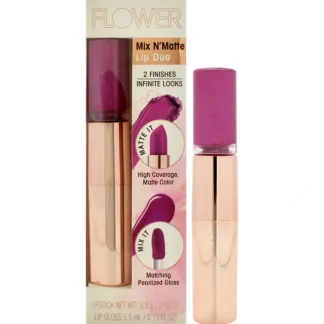 Mix N Matte Lip Duo - LD5 Violet Vixen by Flower Beauty for Women - 0.19 oz Lipstick - Fresh Bloom Skin - Premium Skincare Solutions for Nourished, Hydrated, and Radiant Skin Every Day