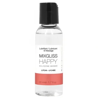 MIXGLISS Happy 2 in 1 Silicone Based Lubricant & Massage - Litchi 50ml / 1.7oz - Fresh Bloom Skin - Premium Skincare Solutions for Nourished, Hydrated, and Radiant Skin Every Day