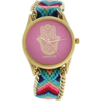 MSHHIPH Hindi Hand - Gold/Pink Nylon Strap Watch by Manoush for Women - 1 Pc Watch - Fresh Bloom Skin - Premium Skincare Solutions for Nourished, Hydrated, and Radiant Skin Every Day
