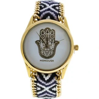 MSHHIWH Hindi Hand - Gold/Black Nylon Strap Watch by Manoush for Women - 1 Pc Watch - Fresh Bloom Skin - Premium Skincare Solutions for Nourished, Hydrated, and Radiant Skin Every Day