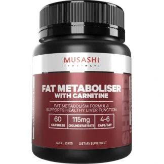 Musashi Fat Metaboliser With Carnitine 60 Capsules - Fresh Bloom Skin - Premium Skincare Solutions for Nourished, Hydrated, and Radiant Skin Every Day