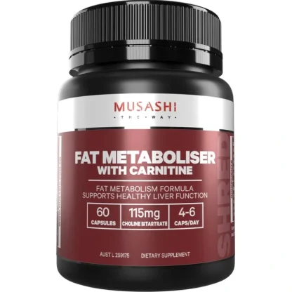 Musashi Fat Metaboliser With Carnitine 60 Capsules - Fresh Bloom Skin - Premium Skincare Solutions for Nourished, Hydrated, and Radiant Skin Every Day