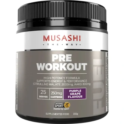Musashi Pre Workout Purple Grape 225g - Fresh Bloom Skin - Premium Skincare Solutions for Nourished, Hydrated, and Radiant Skin Every Day