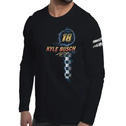 NASCAR Mens Classic Long Sleeve Crew Tee - Kyle Busch - 8 Black by DelSol for Men - 1 Pc T-Shirt (2XL) - Fresh Bloom Skin - Premium Skincare Solutions for Nourished, Hydrated, and Radiant Skin Every Day