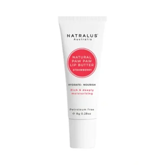 Natralus Natural Paw Paw Lip Butter Strawberry 8g - Fresh Bloom Skin - Premium Skincare Solutions for Nourished, Hydrated, and Radiant Skin Every Day
