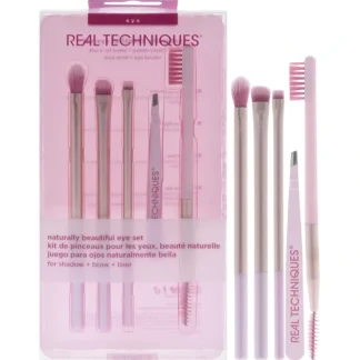 Naturally Beautiful Eye Set by Real Techniques for Women - 5 Pc Tapered Shadow Brush - 355, Brow Highlighter Brush - 354, Flat Liner Brush - 326, Brow Duo Brush - 353, Fine Point Tweezer - Fresh Bloom Skin - Premium Skincare Solutions for Nourished, Hydrated, and Radiant Skin Every Day