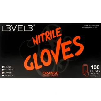 Nitrile Gloves - Orange by L3VEL3 for Unisex - 100 Pc Gloves (L) - Fresh Bloom Skin - Premium Skincare Solutions for Nourished, Hydrated, and Radiant Skin Every Day