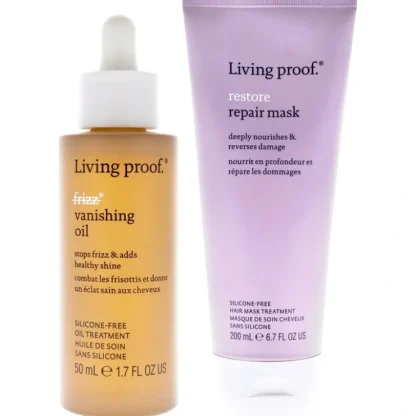 No Frizz Vanishing Oil and Restore Repair Mask Kit by Living Proof for Unisex - 2 Pc Kit 1.7oz Oil, 6.7oz Masque - Fresh Bloom Skin - Premium Skincare Solutions for Nourished, Hydrated, and Radiant Skin Every Day