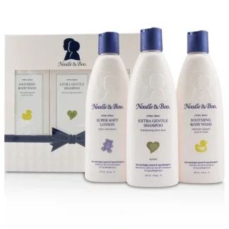 Noodle & Boo Starter Gift Set: Extra Gentle Shampoo 237ml/8oz + Soothing Body Wash 237ml/8oz + Super Soft Lotion 237ml/8oz 3pc - Fresh Bloom Skin - Premium Skincare Solutions for Nourished, Hydrated, and Radiant Skin Every Day