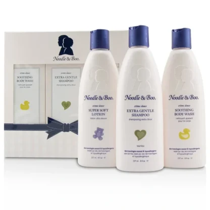 Noodle & Boo Starter Gift Set: Extra Gentle Shampoo 237ml/8oz + Soothing Body Wash 237ml/8oz + Super Soft Lotion 237ml/8oz 3pc - Fresh Bloom Skin - Premium Skincare Solutions for Nourished, Hydrated, and Radiant Skin Every Day