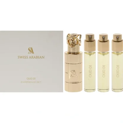 Oud 01 by Swiss Arabian for Unisex - 4 Pc Mini Gift Set 3 x 10ml Perfume Spray, 1 Metal Case - Fresh Bloom Skin - Premium Skincare Solutions for Nourished, Hydrated, and Radiant Skin Every Day