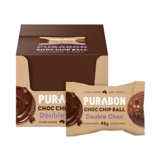 Purabon Choc Chip Balls Double Choc Chip 45g x 12 Display - Fresh Bloom Skin - Premium Skincare Solutions for Nourished, Hydrated, and Radiant Skin Every Day