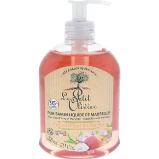 Pure Marseille Liquid Soap - Peach Blossom Perfume by Le Petit Olivier for Women - 10.1 oz Soap - Fresh Bloom Skin - Premium Skincare Solutions for Nourished, Hydrated, and Radiant Skin Every Day