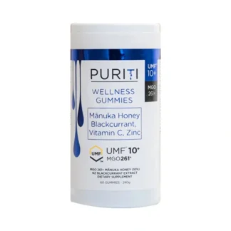 PURITI Wellness Gummies Manuka Honey Blackcurrant Vitamin C Zinc (MGO 261+/UMF10+) (60 Gummies) 240g - Fresh Bloom Skin - Premium Skincare Solutions for Nourished, Hydrated, and Radiant Skin Every Day
