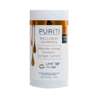 PURITI Wellness Gummies Manuka Honey Turmeric Ginger Lemon (MGO 261+/UMF10+) (60 Gummies) 240g - Fresh Bloom Skin - Premium Skincare Solutions for Nourished, Hydrated, and Radiant Skin Every Day