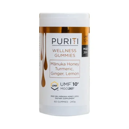 PURITI Wellness Gummies Manuka Honey Turmeric Ginger Lemon (MGO 261+/UMF10+) (60 Gummies) 240g - Fresh Bloom Skin - Premium Skincare Solutions for Nourished, Hydrated, and Radiant Skin Every Day