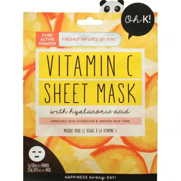 Sheet Mask - Vitamin C by Oh K! for Unisex - 1 Pc Mask - Fresh Bloom Skin - Premium Skincare Solutions for Nourished, Hydrated, and Radiant Skin Every Day