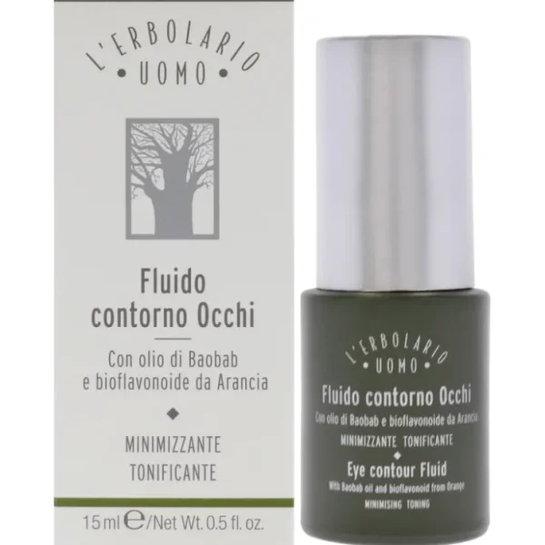 Uomo Eye Contour Fluid by LErbolario for Men - 0.5 oz Treatment - Fresh Bloom Skin - Premium Skincare Solutions for Nourished, Hydrated, and Radiant Skin Every Day