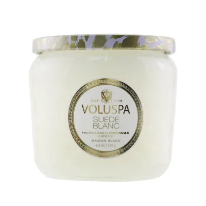Voluspa Petite Jar Candle - Suede Blanc 127g/4.5oz - Fresh Bloom Skin - Premium Skincare Solutions for Nourished, Hydrated, and Radiant Skin Every Day