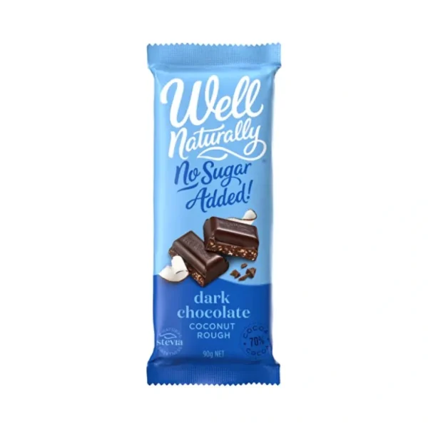 Well Naturally No Added Sugar Block Dark Chocolate Coconut Rough 90g - Fresh Bloom Skin - Premium Skincare Solutions for Nourished, Hydrated, and Radiant Skin Every Day