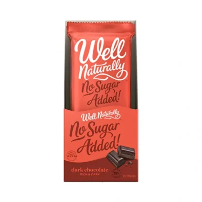 Well Naturally No Added Sugar Block Dark Chocolate Rich Dark 90g x 12 Display - Fresh Bloom Skin - Premium Skincare Solutions for Nourished, Hydrated, and Radiant Skin Every Day
